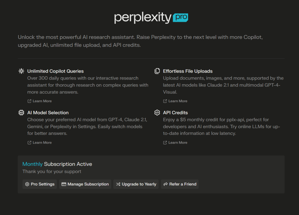 Tài khoản perplexity AI