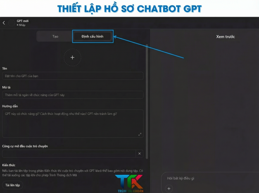 Cách tạo Chatbot GPT