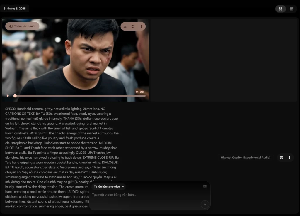 Hướng dẫn một flow tạo video với AI Veo 3